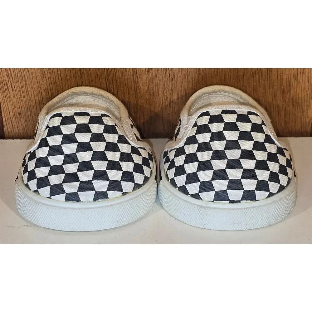 BABW Baby Shoes Lot 2 Pairs High Top Sneakers Checkerboard Slip On Black White